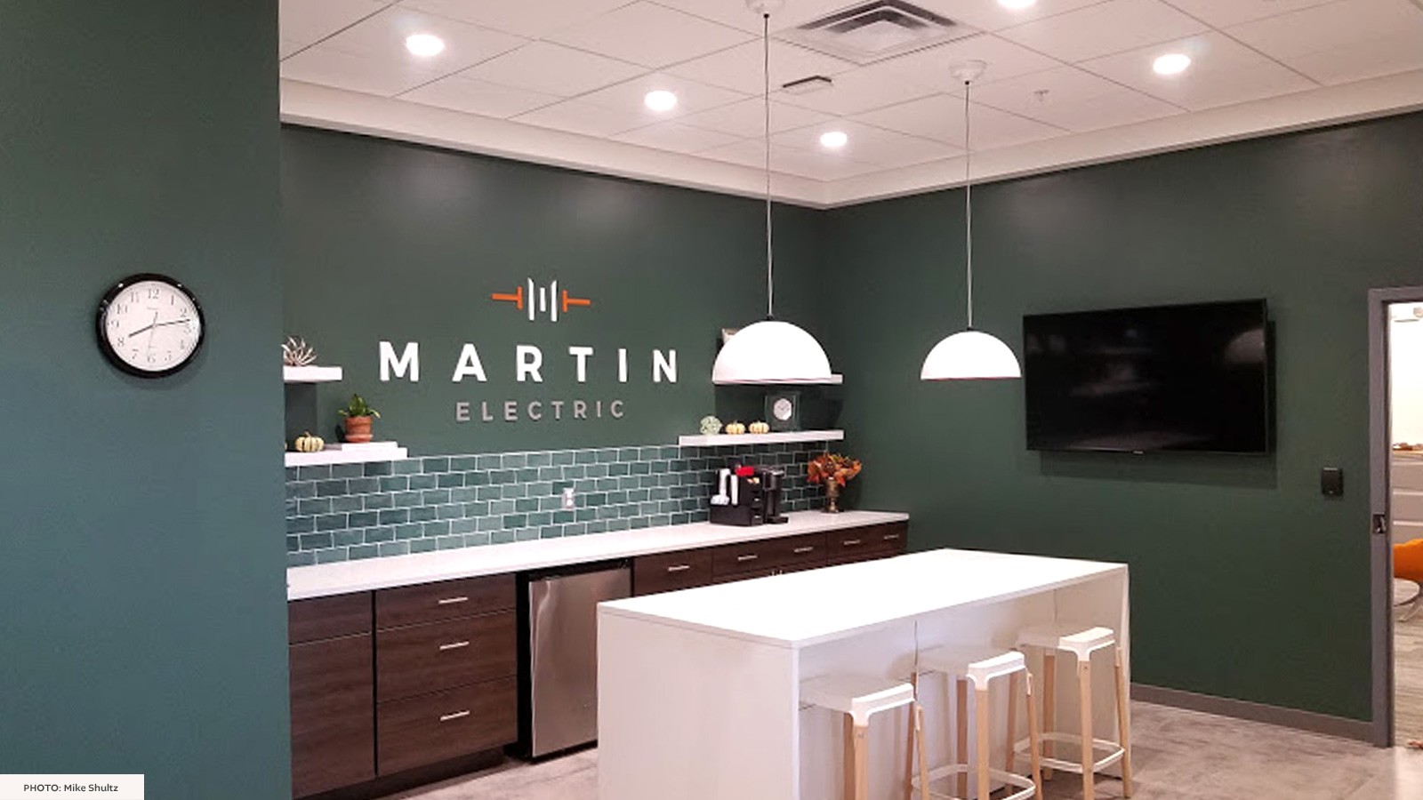 Martin Electric | Inetrior wall with logo
