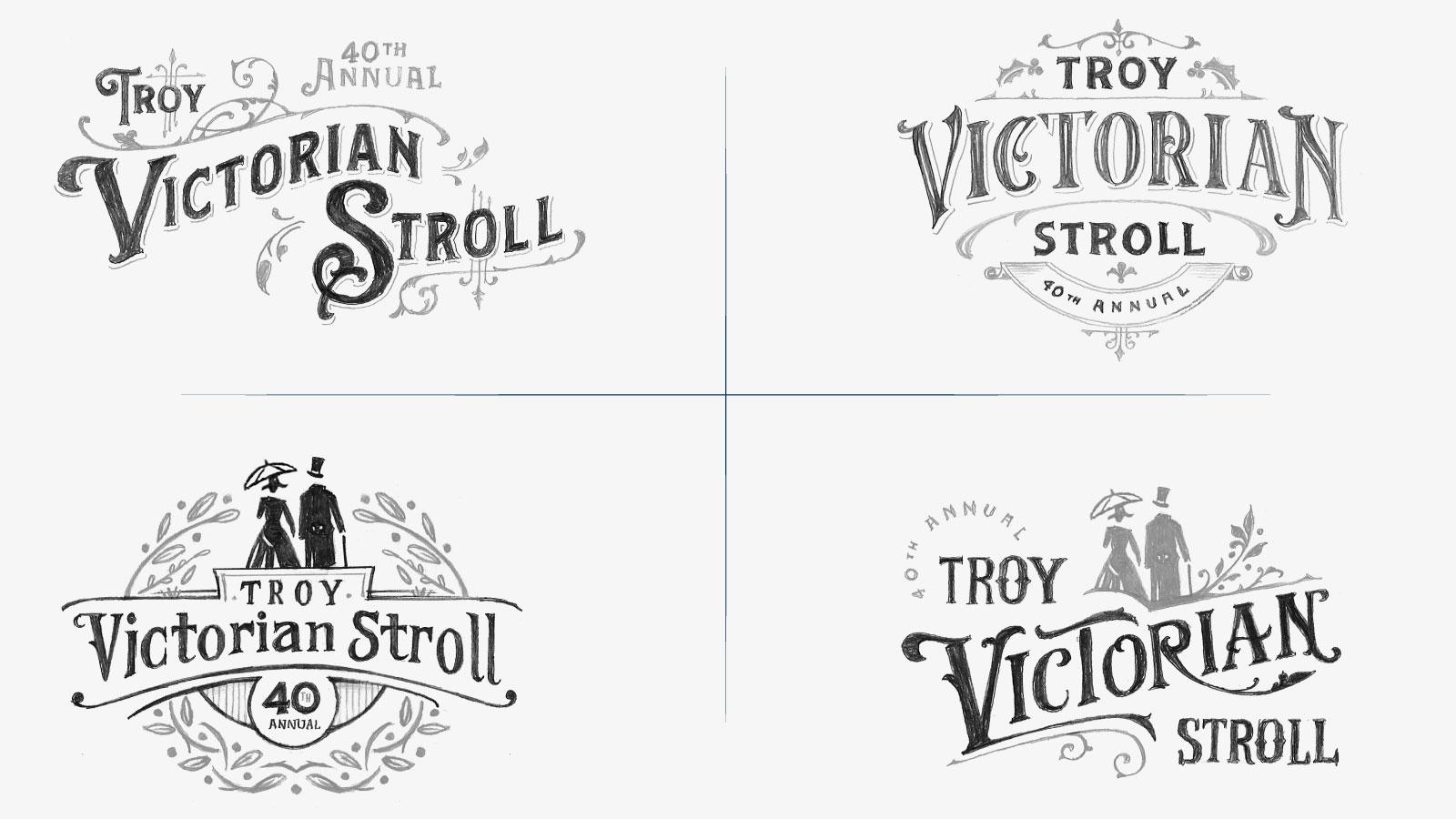 Troy Victorian Stroll | Troy Victorian Stroll Logo Sketches