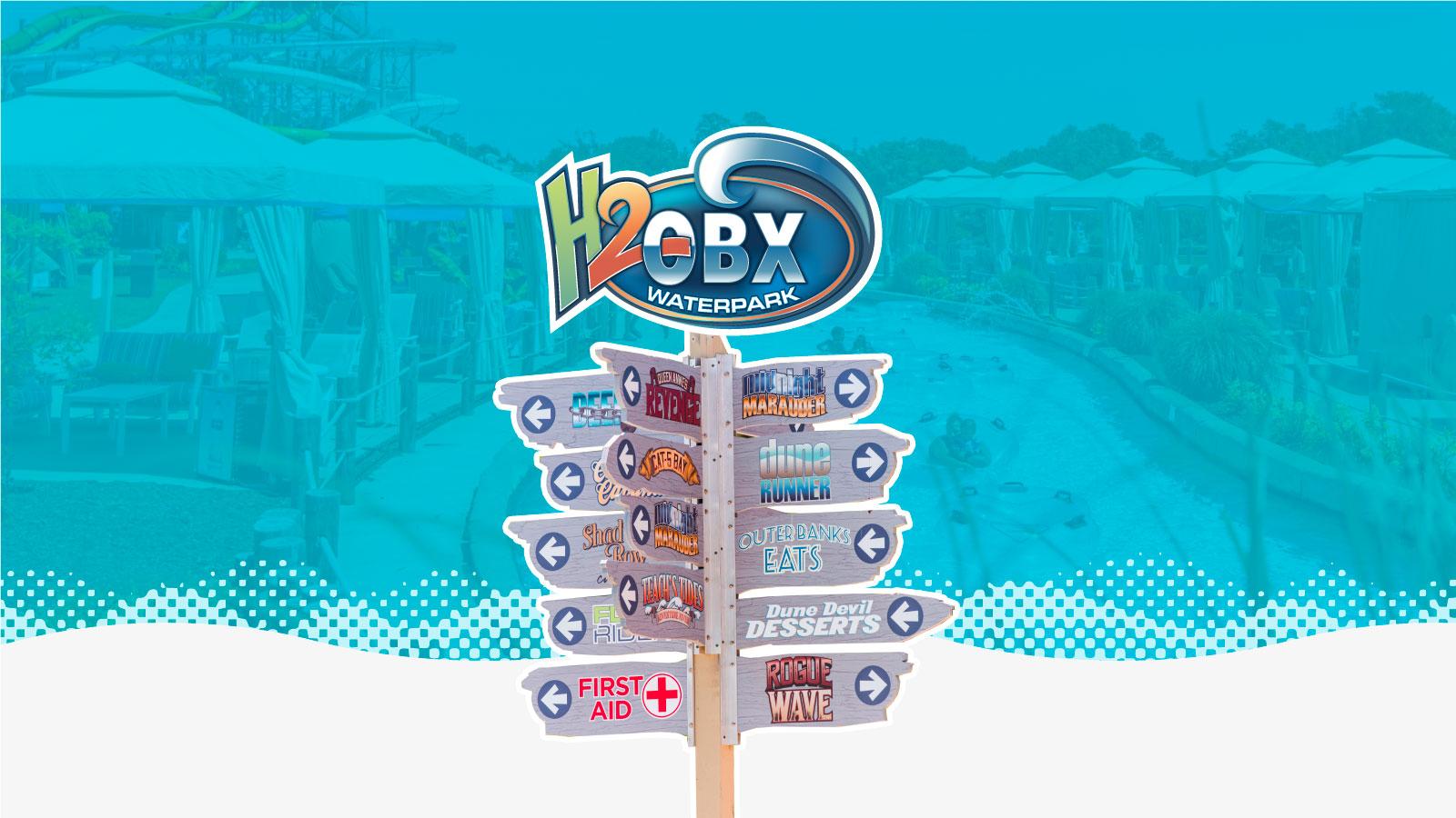 H2OBX Waterpark | Waterpark wayfinding sign