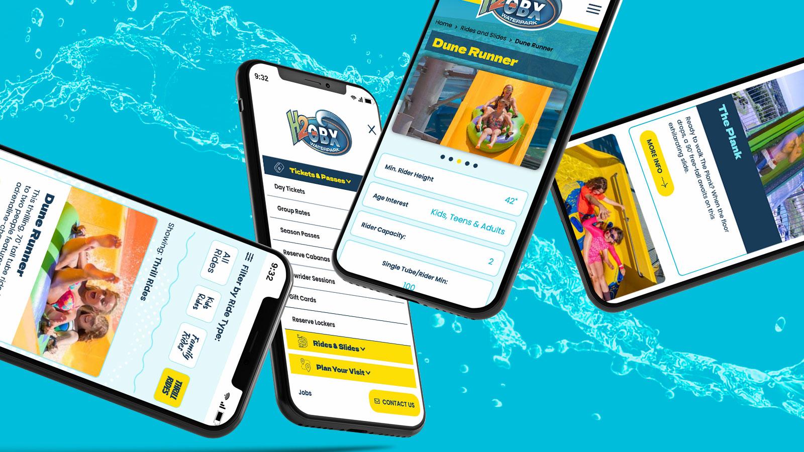 H2OBX Waterpark | Rides and slides mobile screens