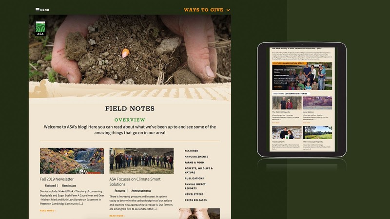 Agricultural Stewardship Association | Agricultural Stewardship Association website re-design sub pages